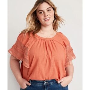 Old Navy Plus Crochet Flutter Sleeve Swing Top